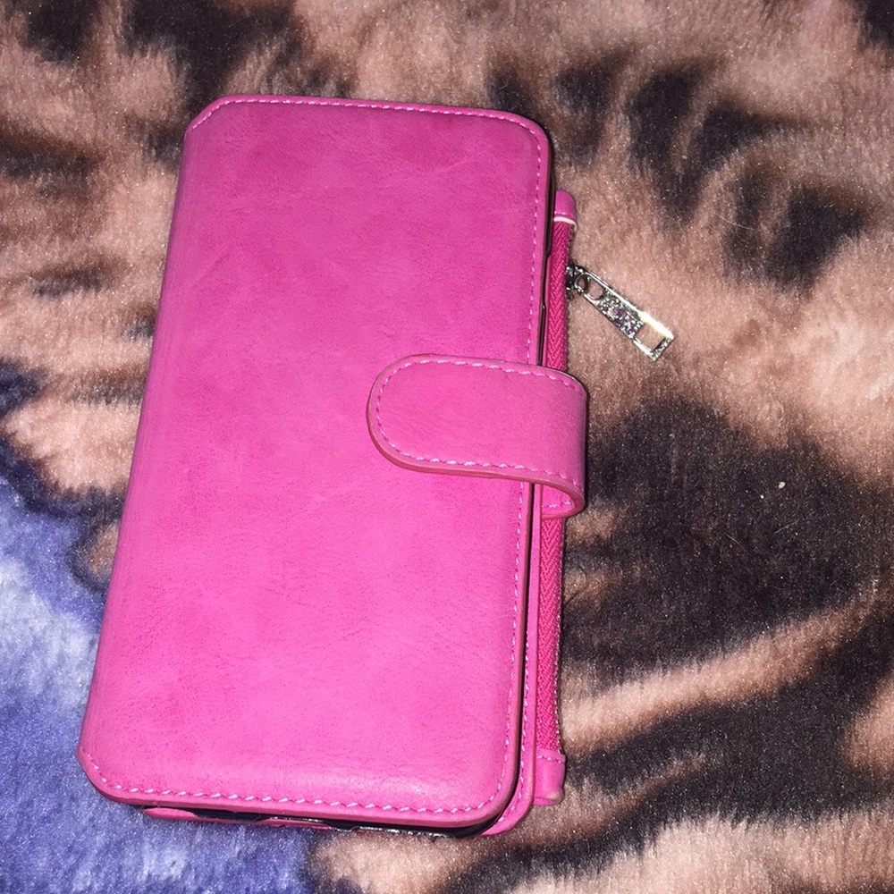 Rose color cell phone case and wristlet. iPhone6+